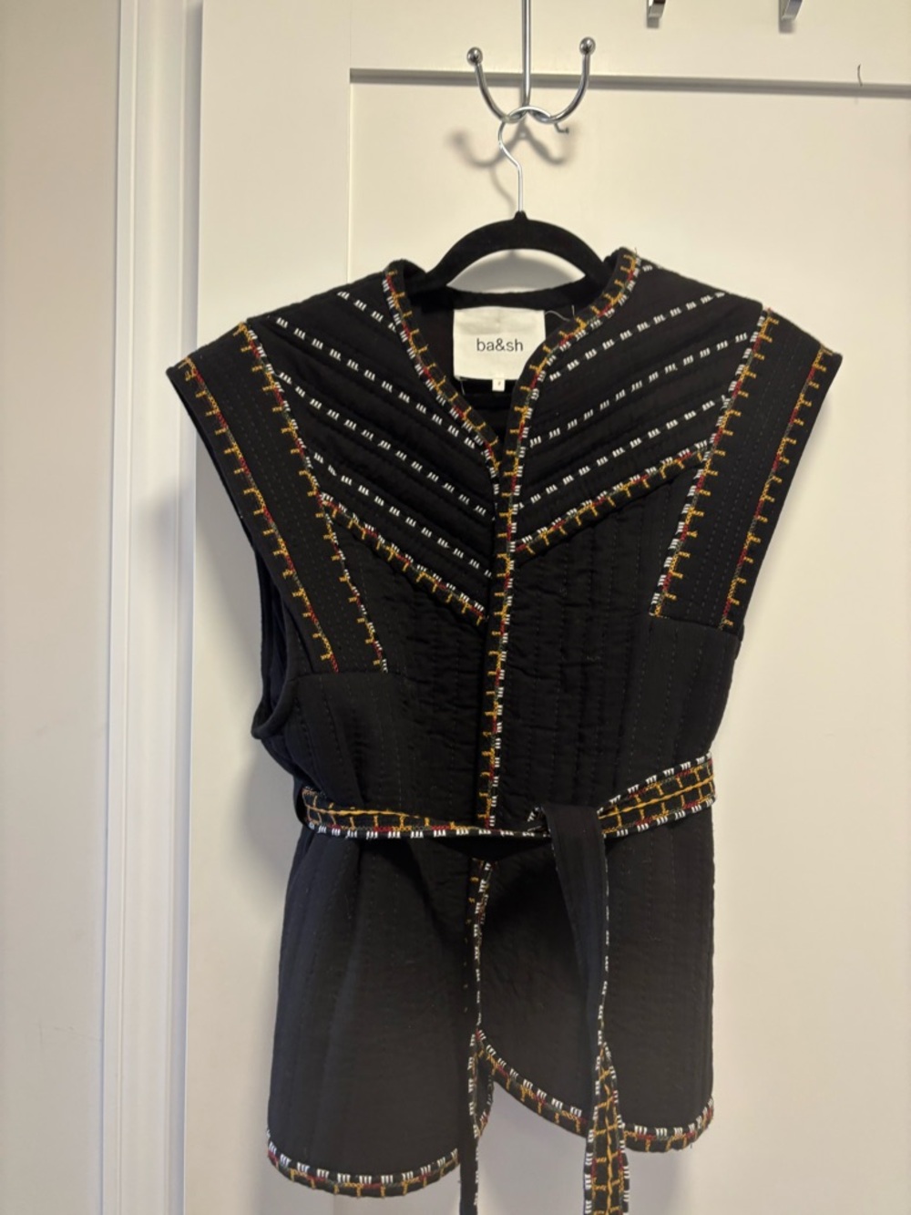 ba&sh Black Sleeveless Vest with Multicolor Trim